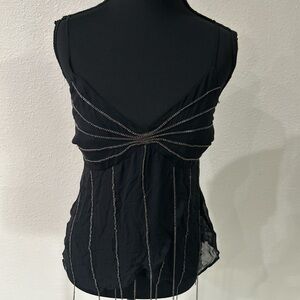 bebe Black Camisole with Silver Accents